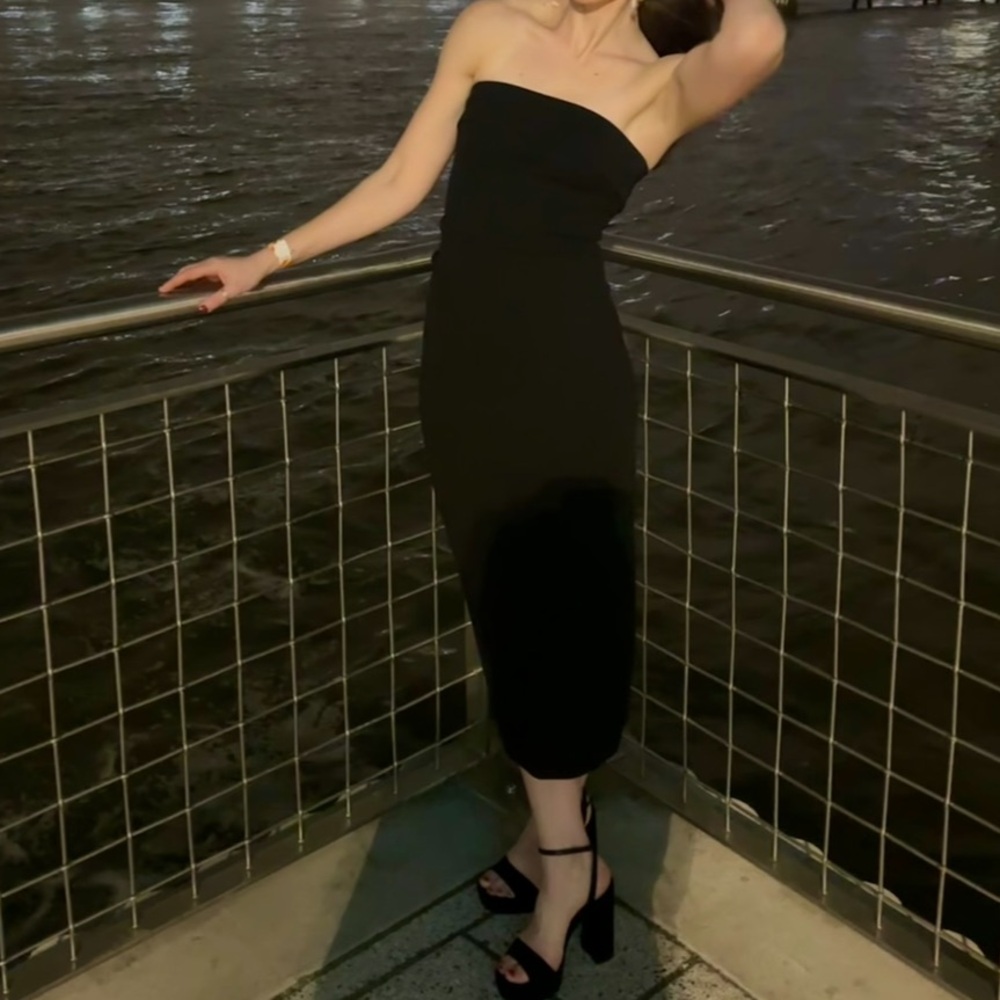 Babaton Black Strapless Maxi Dress